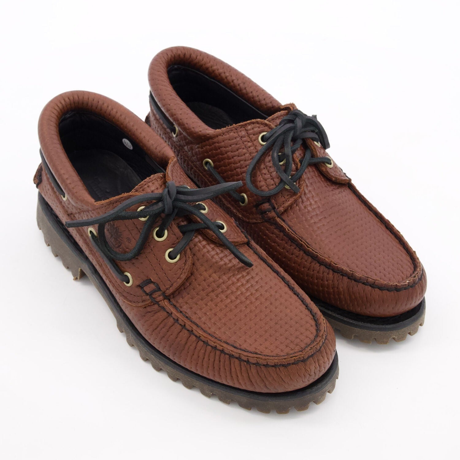 Genuine Timberland brown weave Full Grain Boat Shoes 3 Eye RRP £180 size- UK9