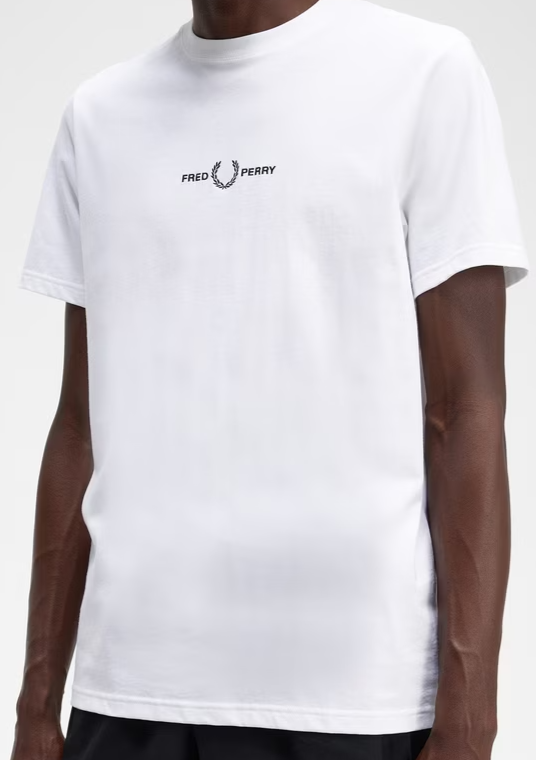 Mens Fred Perry Embroidered Logo White T Shirt Size Small