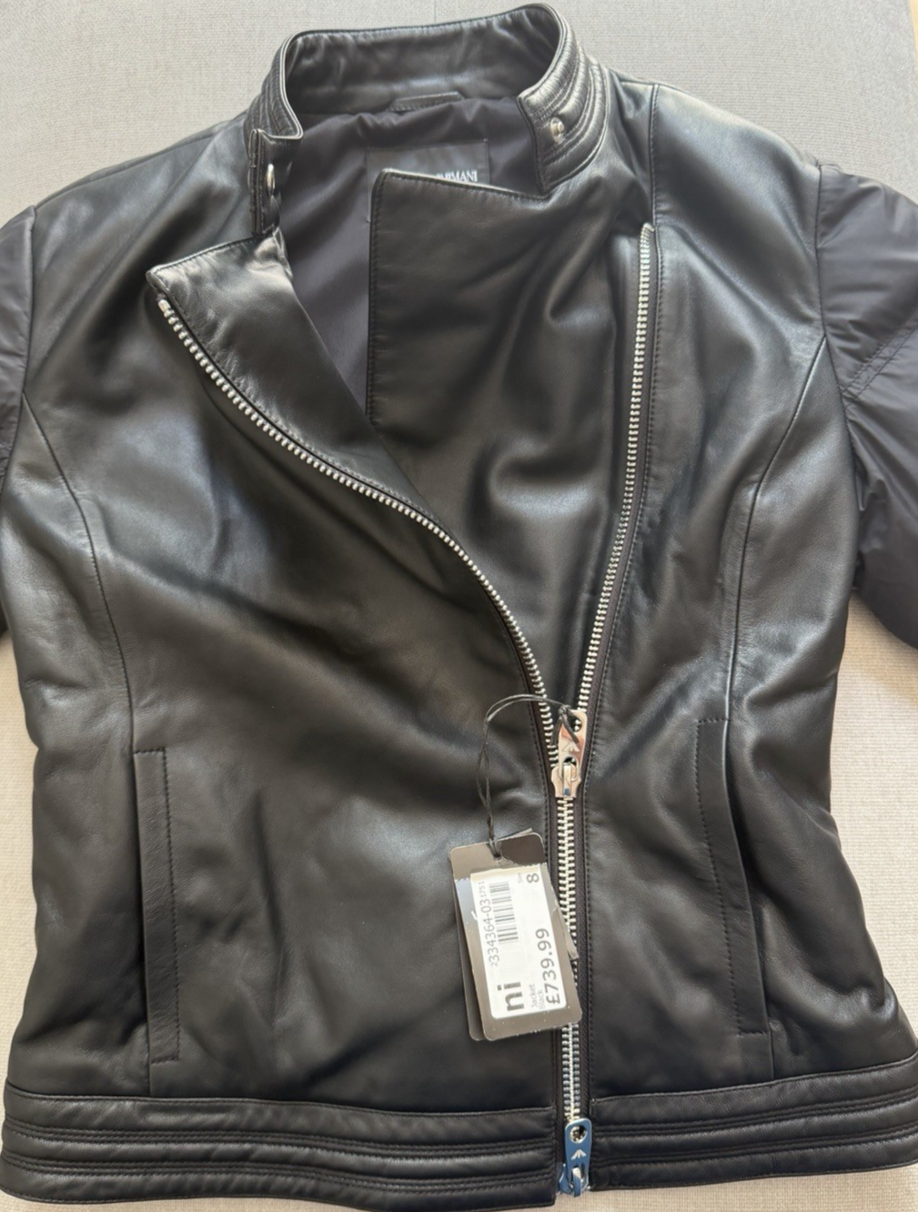 Womens Emporio Armani Leather Biker Jacket Size 8 Small