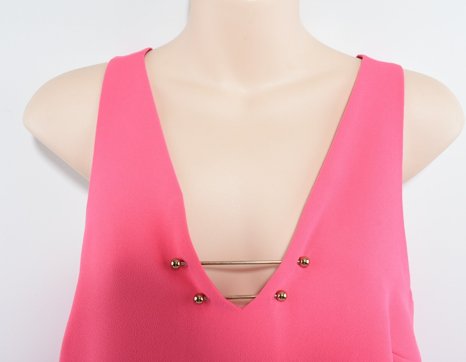 RIVER ISLAND Womens 'Carmen' Sleeveless V-neck Top, Pink, size UK 6