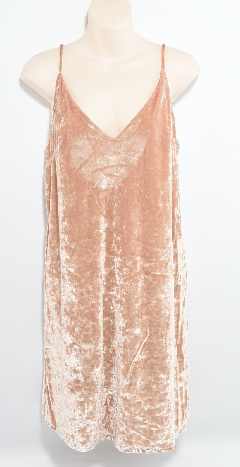 RIVER ISLAND 'Decadence' Womens Velvet Slip Dress, Gold Brown, size UK 10
