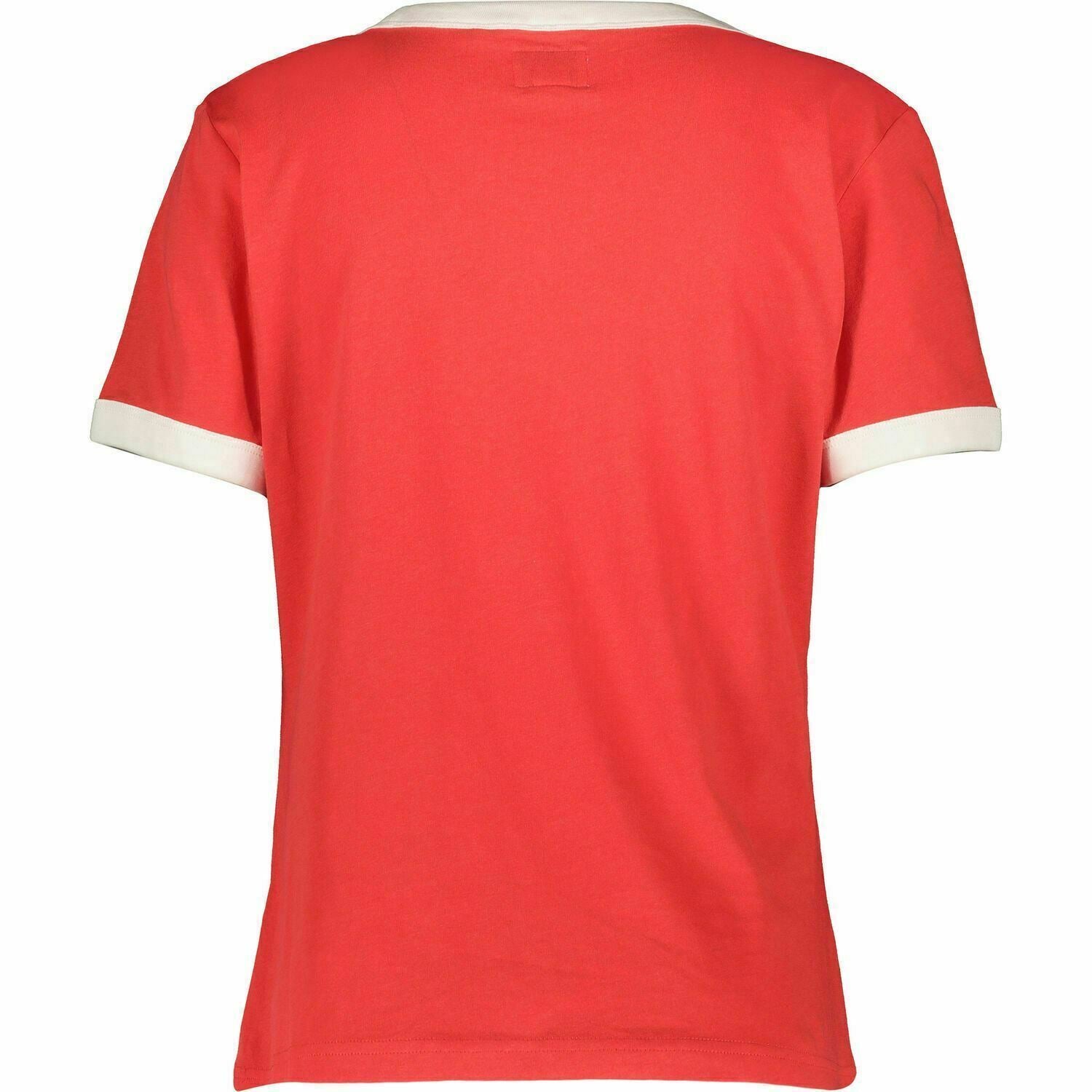WRANGLER Women's Ringer T-Shirt Top, Bittersweet Red, size Small