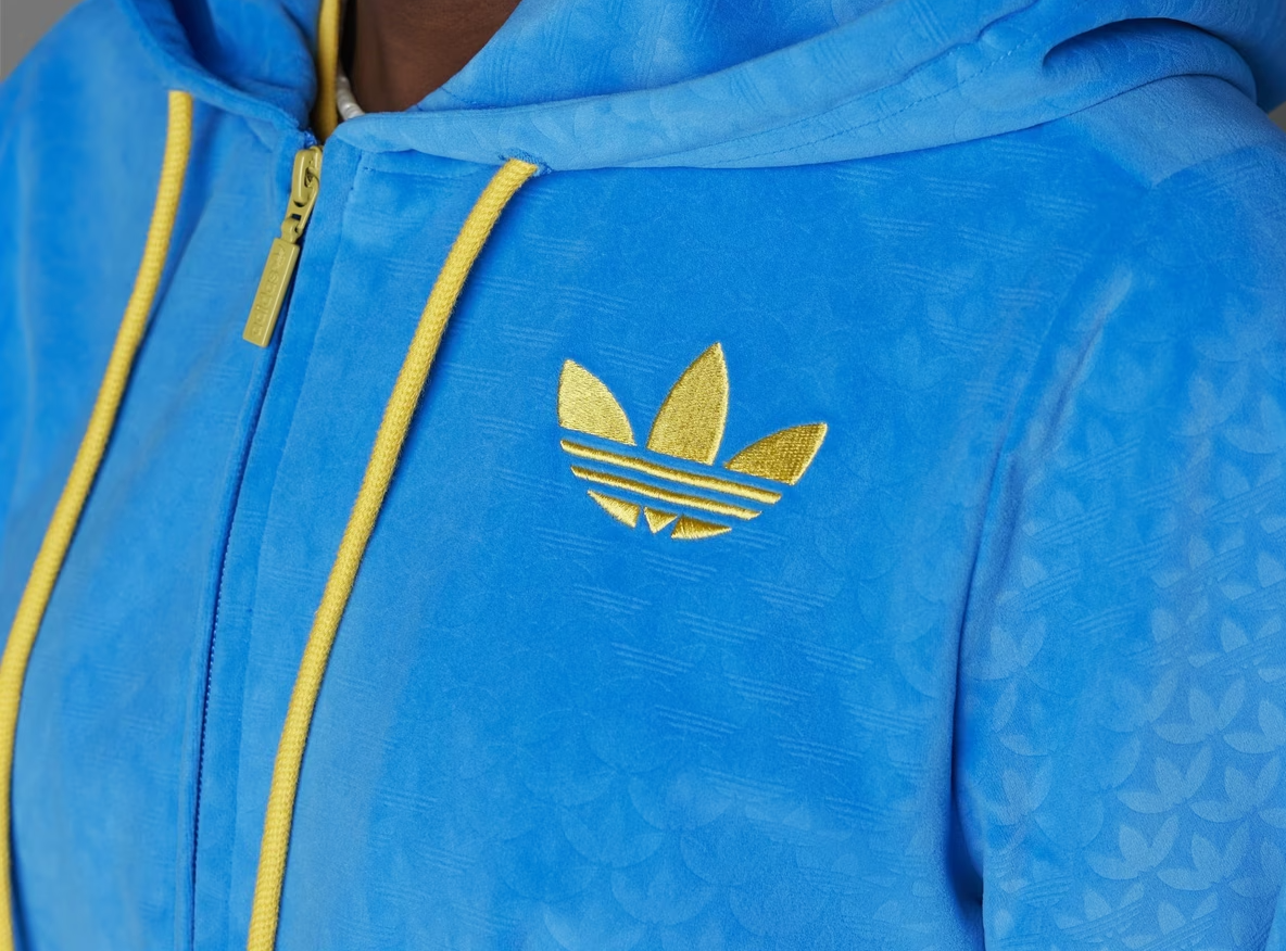 ADIDAS ORIGINALS ADICOLOR 70'S VELOUR ZIP CROPPED HOODIE UK10 Small RRP £83