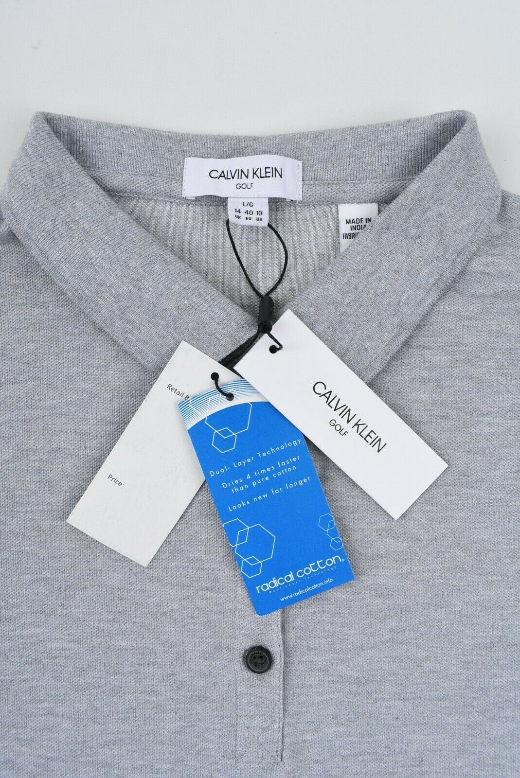 CALVIN KLEIN GOLF Women's Grey Polo Shirt, Radical Cotton, size S / UK 10