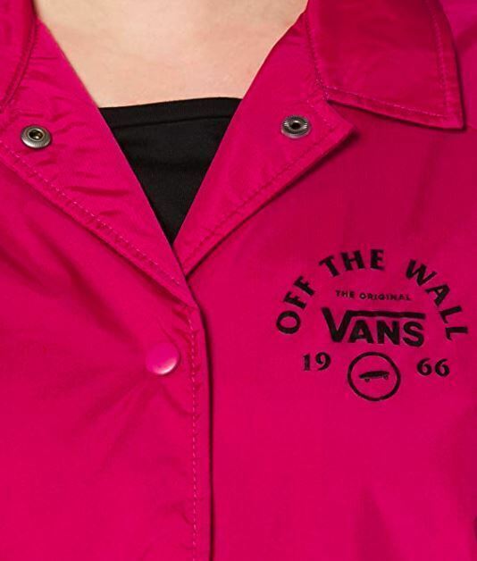 Vans Women's THANKS COACH Lightweight Logo Jacket Coat, Cerise, size XS