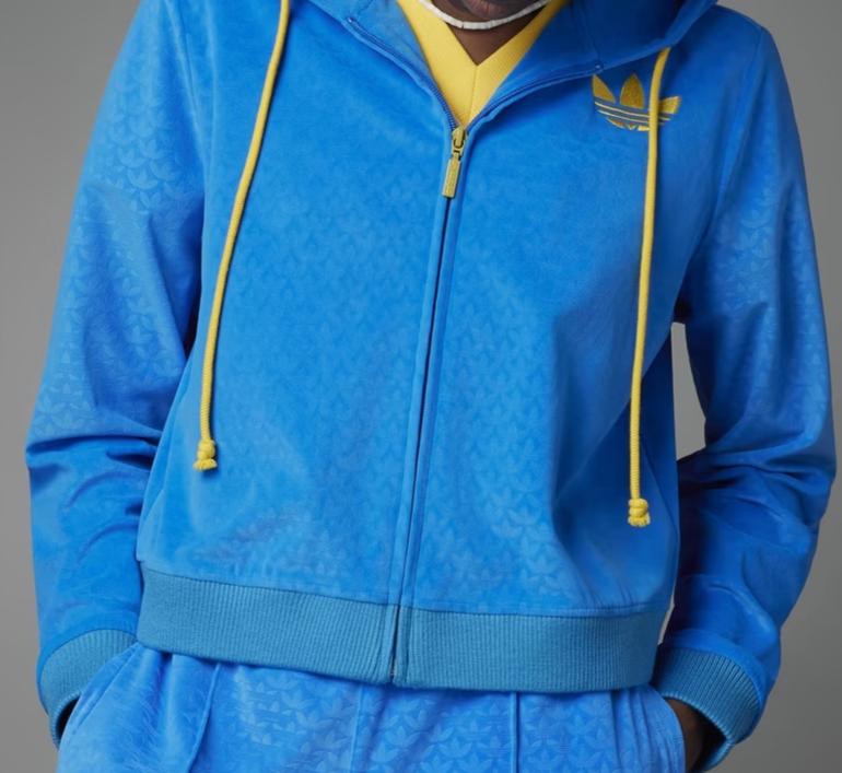 ADIDAS ORIGINALS ADICOLOR 70'S VELOUR ZIP CROPPED HOODIE UK10 Small RRP £83