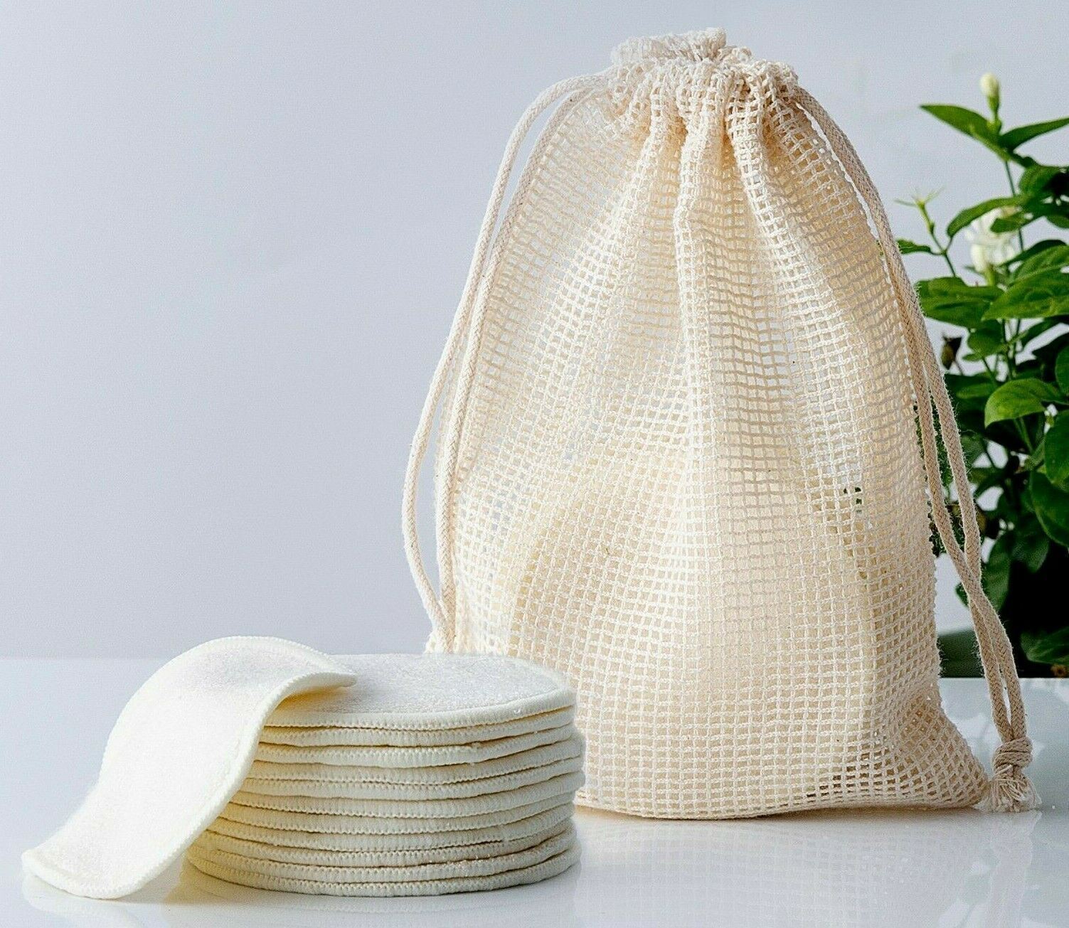 20Pcs Reusable Eco Friendly Bamboo Make Up Remover Cleansing Pads & Laundry Bag