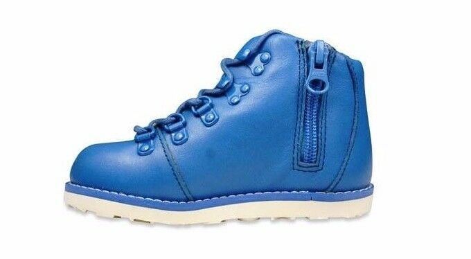 AKID Baby Boys' Jasper Blue Leather Hi Top Boots UK Infant 4