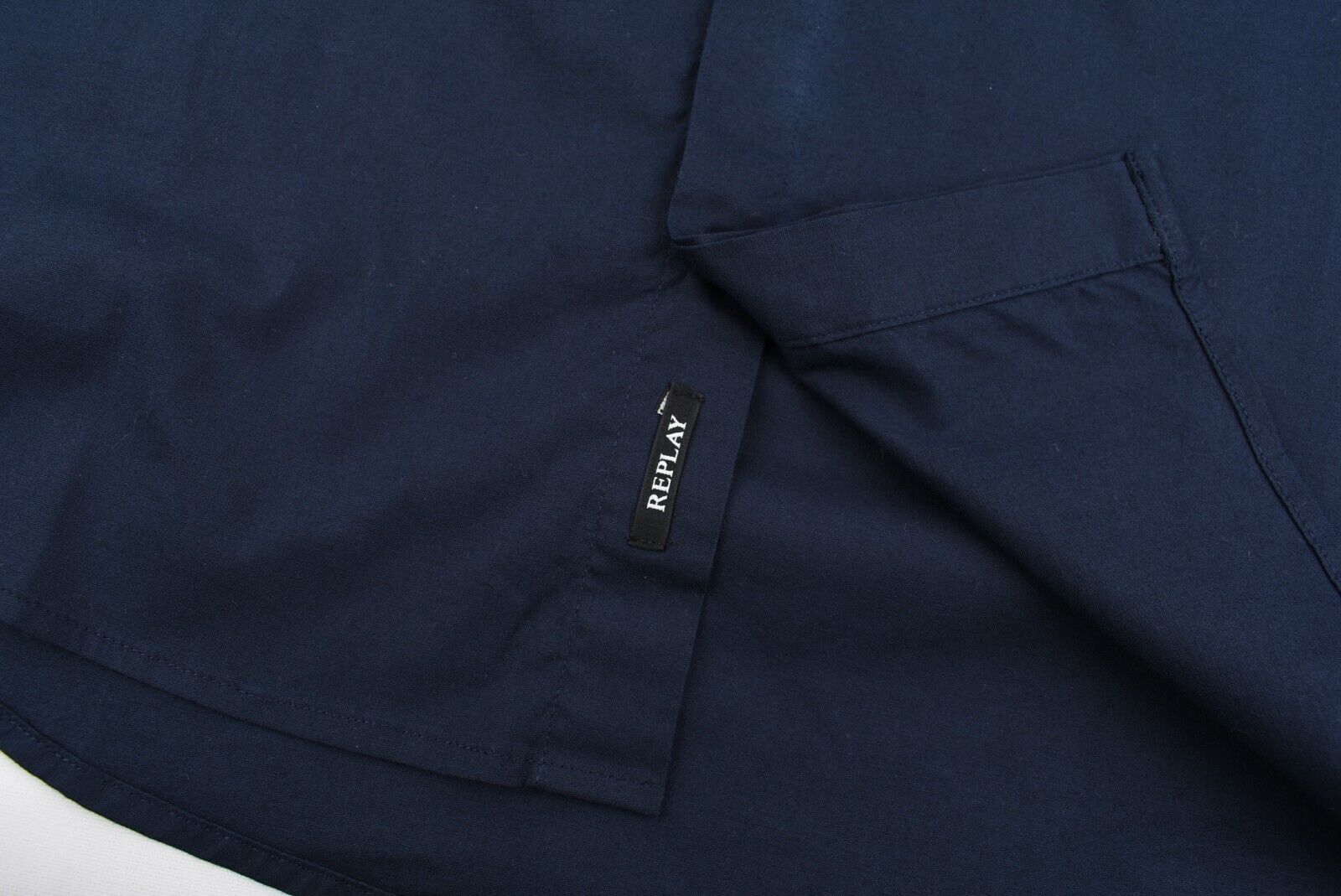 REPLAY Mens Shirt Long Sleeve Cotton Shirt, Navy Blue, size LARGE