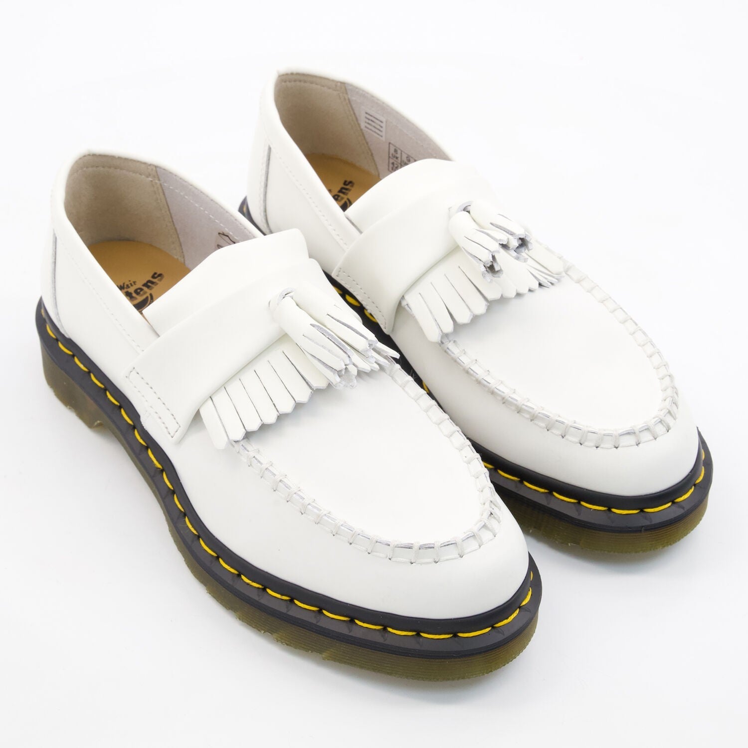 Dr Martens Adrian YS White Smooth Leather Tassel Loafers UK10 EU45 RRP £160