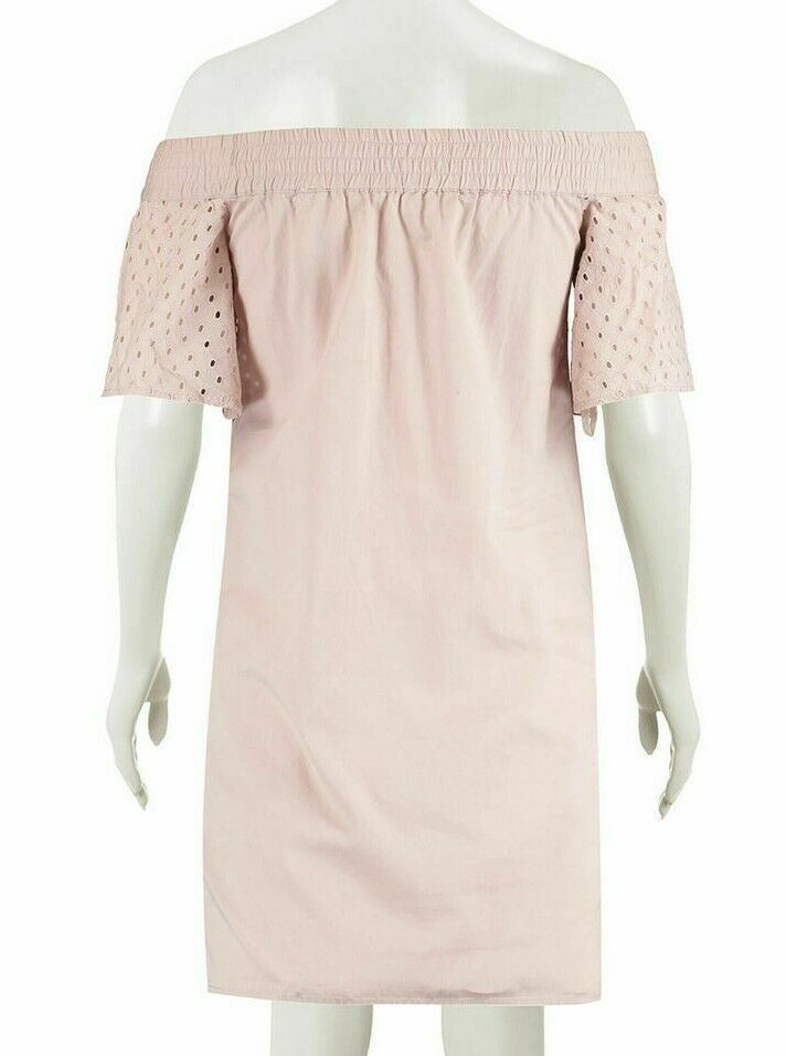 ALLSAINTS Women's LIVIA Bardot Neckline Dress, Champagne Pink, Size UK 14