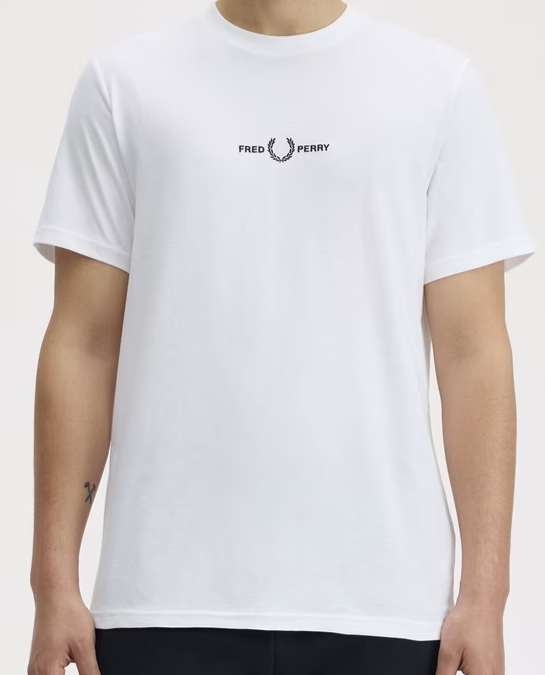 Mens Fred Perry Embroidered Logo White T Shirt Size Small