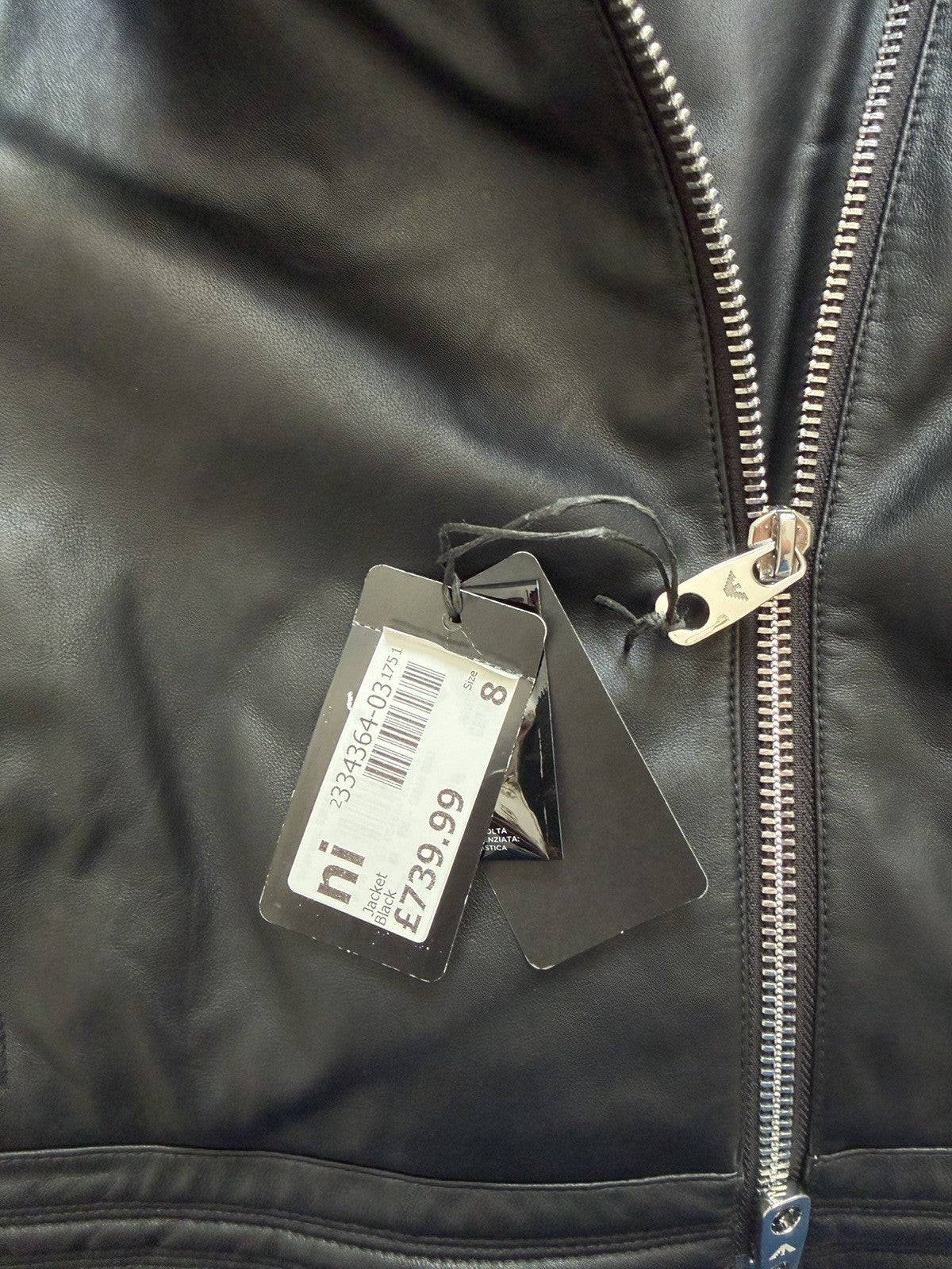 Womens Emporio Armani Leather Biker Jacket Size 8 Small