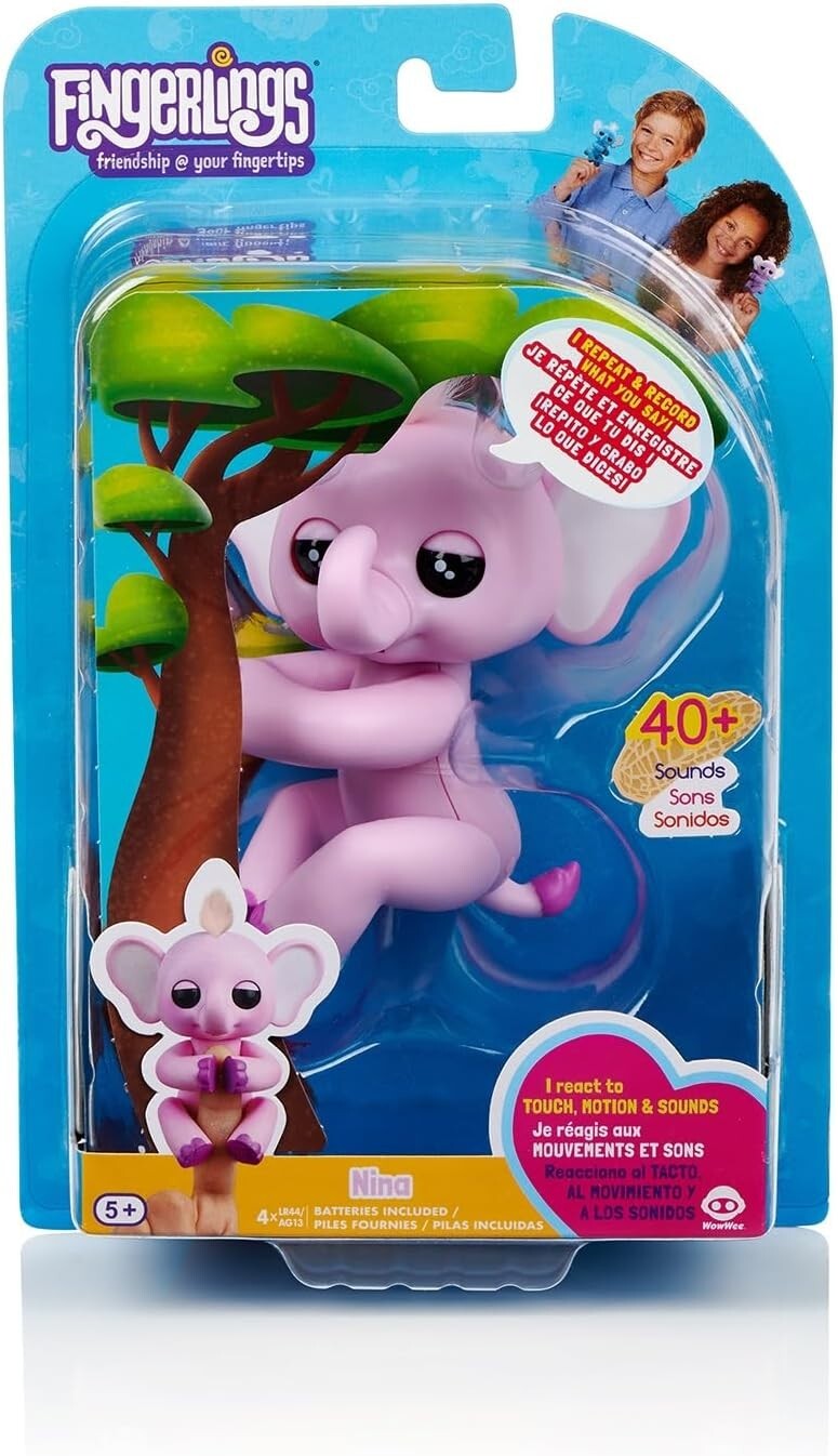 FINGERLINGS Elephant Nina Interactive Toy Pink
