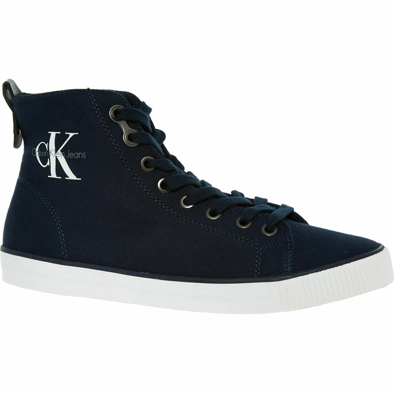 Calvin Klein Women's DOLORES Navy High Top Canvas Trainers, size UK 3 / EU 36