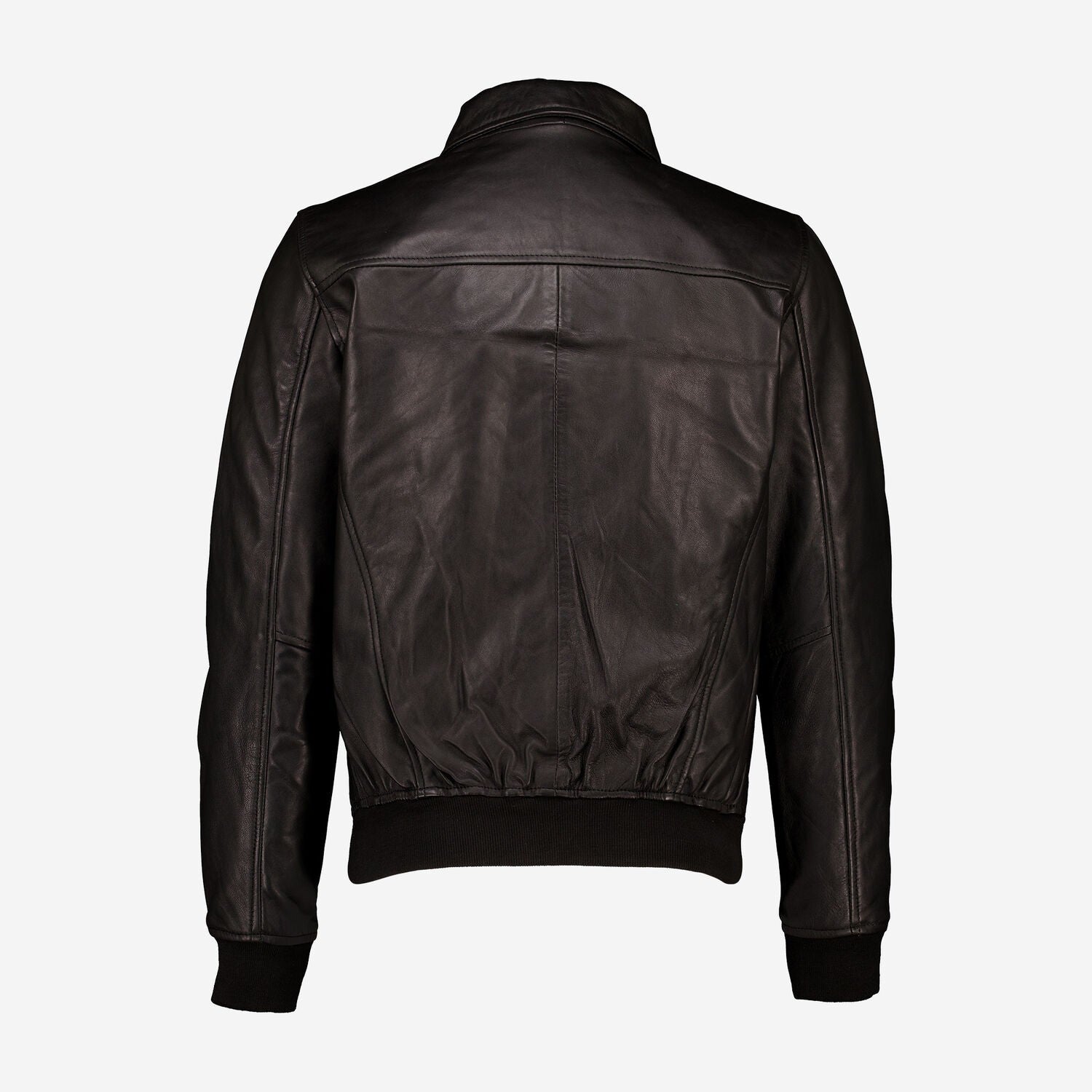 Mens Schott Black Collared Leather Bomber Jacket Size Large RRP £380.00