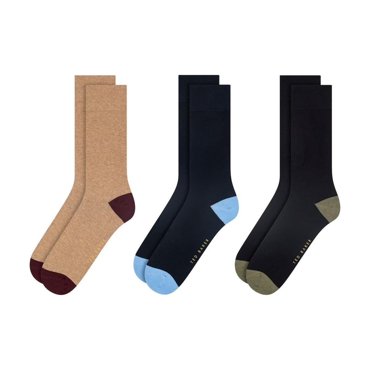 Ted Baker Mens Formal Crew Socks UK 7 - 11 Pack of 3 Cotton Blend
