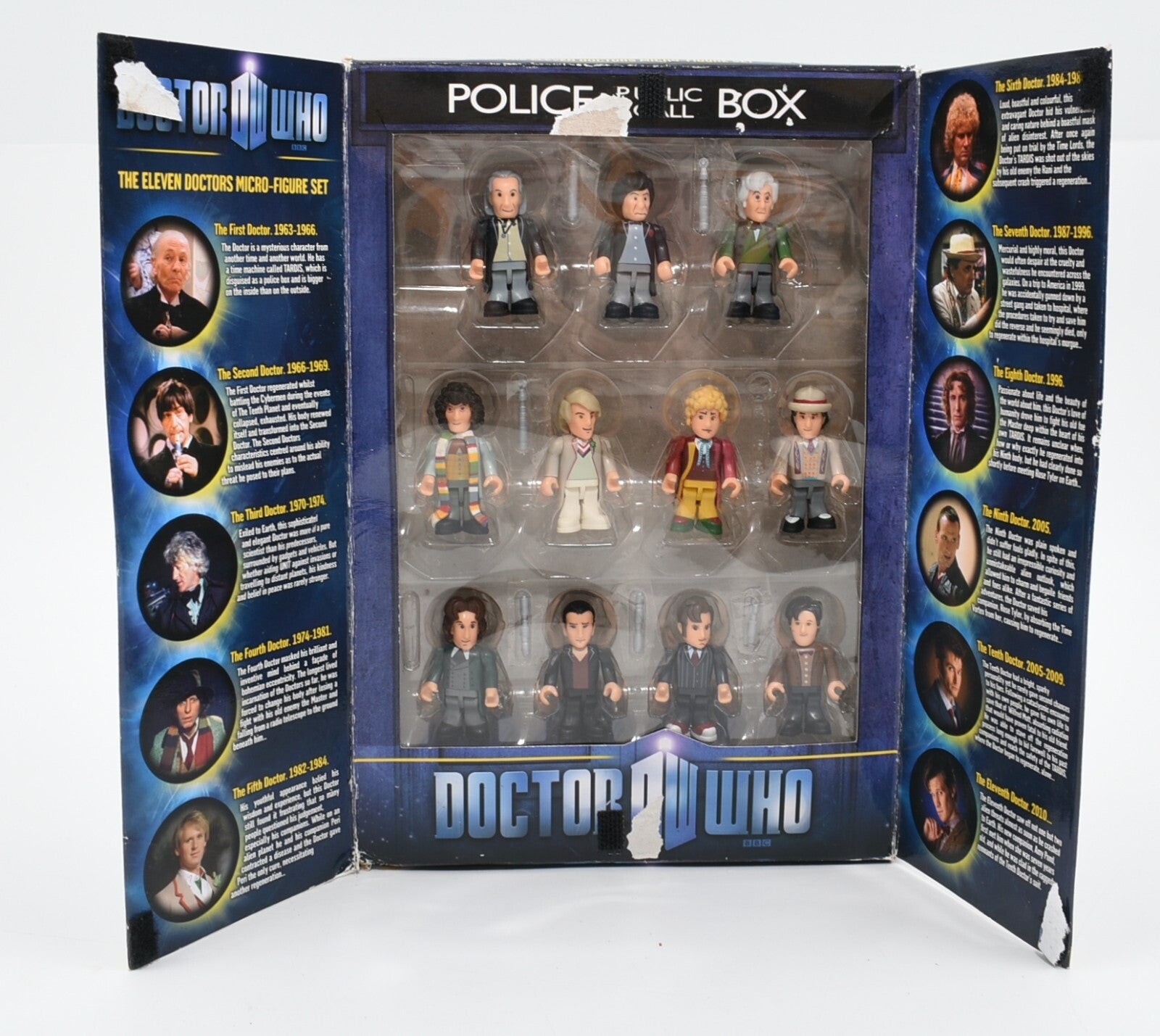 Dr Who 11 ELEVEN DOCTORS Micro Figure Set *figures complete/missing stands*