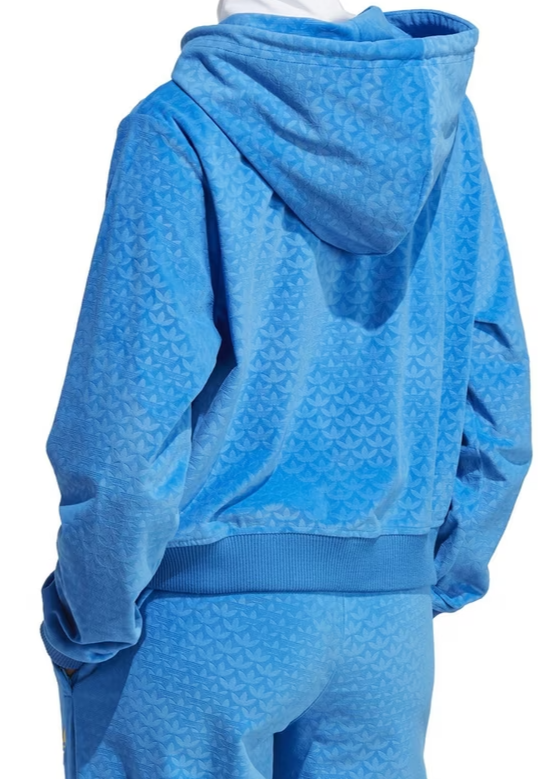 ADIDAS ORIGINALS ADICOLOR 70'S VELOUR ZIP CROPPED HOODIE UK10 Small RRP £83