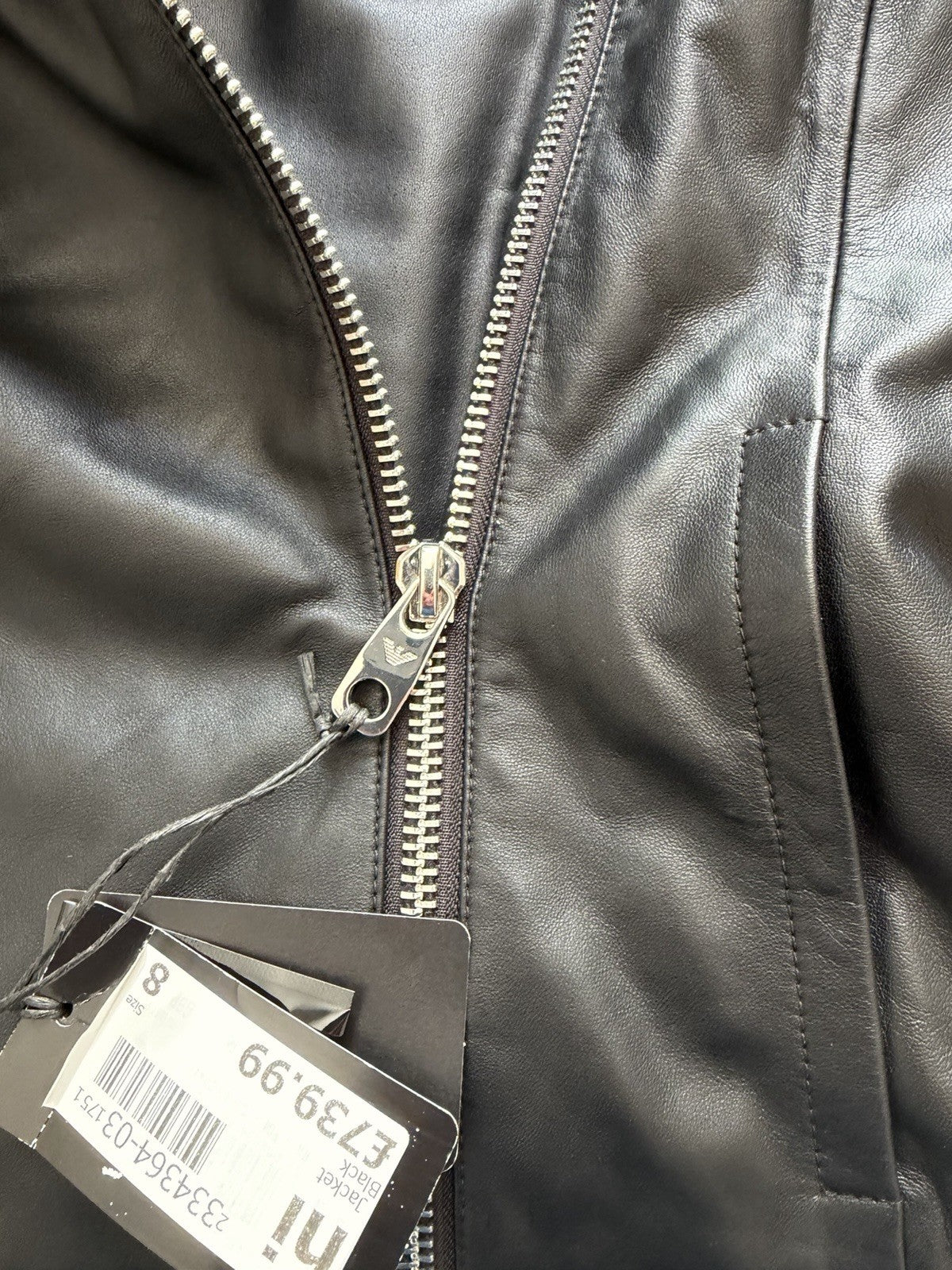 Womens Emporio Armani Leather Biker Jacket Size 8 Small