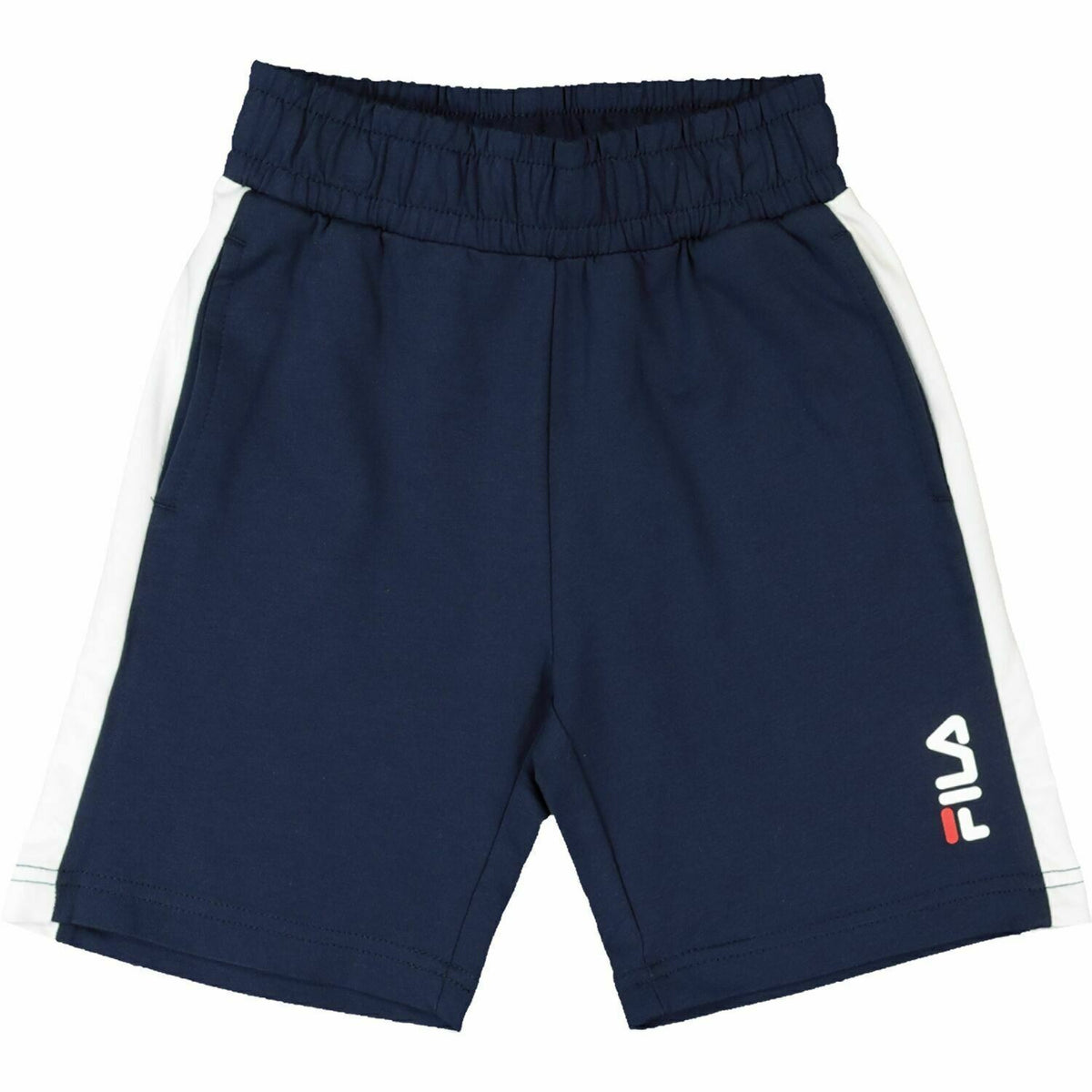 FILA Boys' Kids' Blue & White Side Stripe Cotton Jersey Shorts, 9 y to 10 years