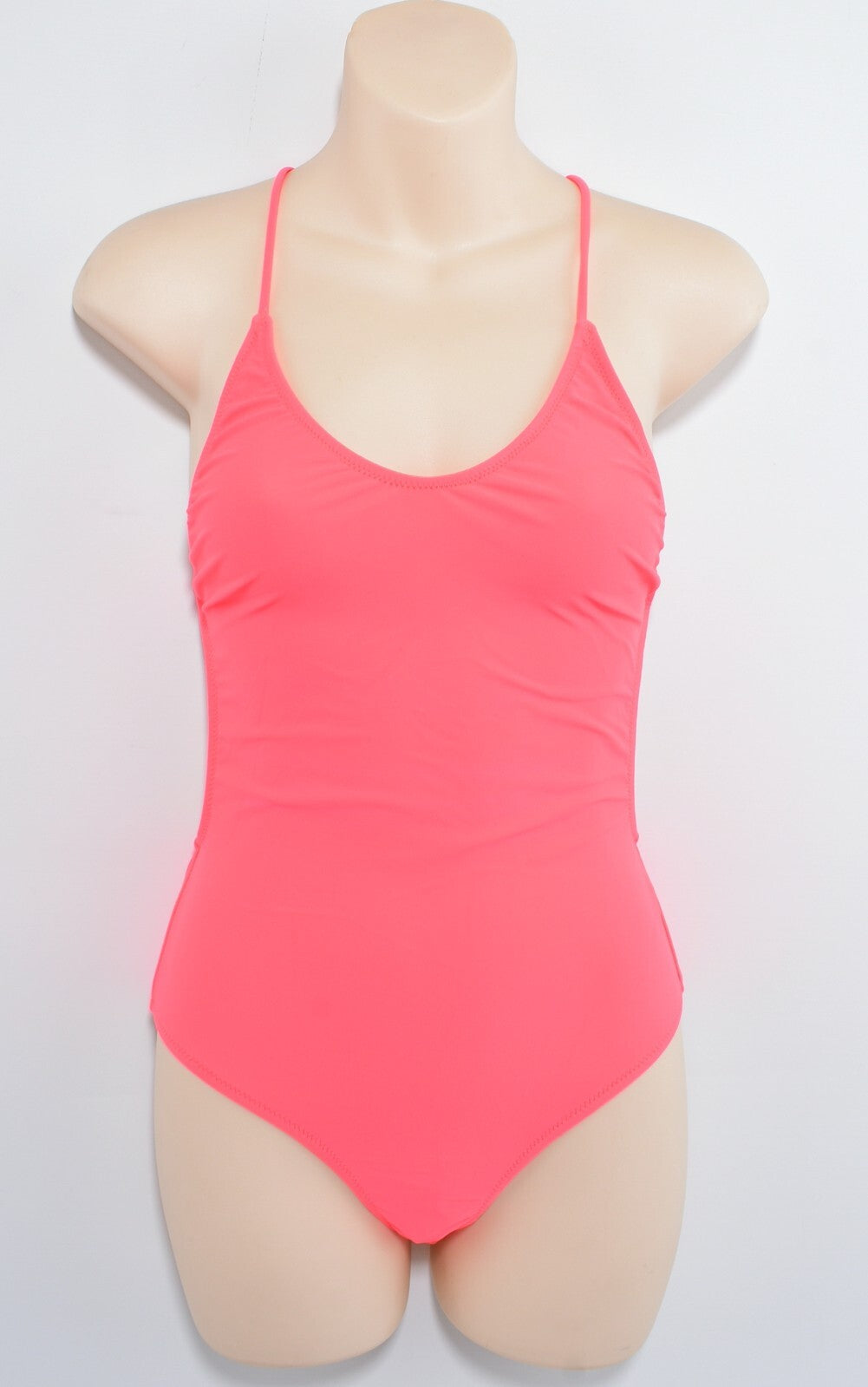 SUPERDRY Womens One-piece Open Back Swimsuit, Fluo Coral, size XS