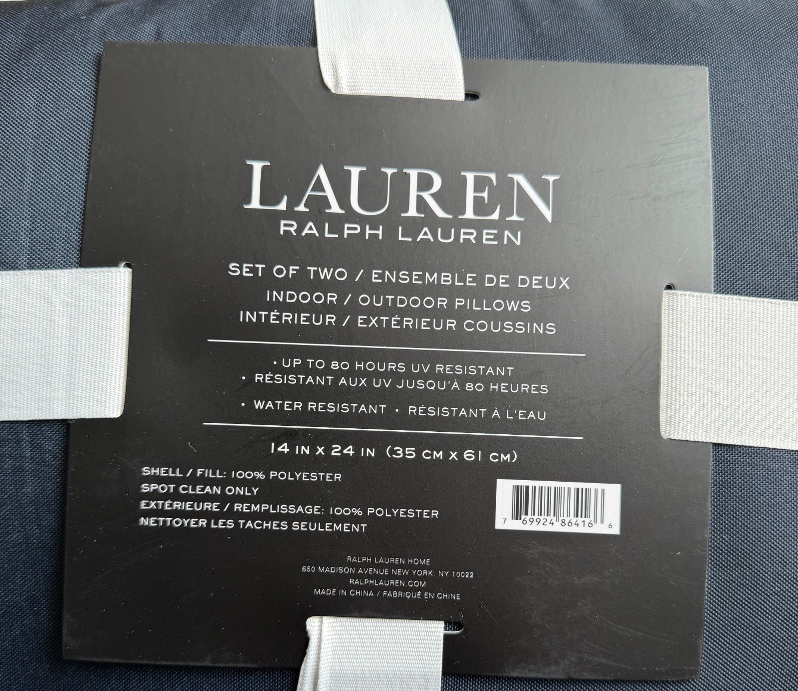 Ralph Lauren Blue x2 Cushion SET H: 30cm. W: 57cm Indoor /Outdoor Garden