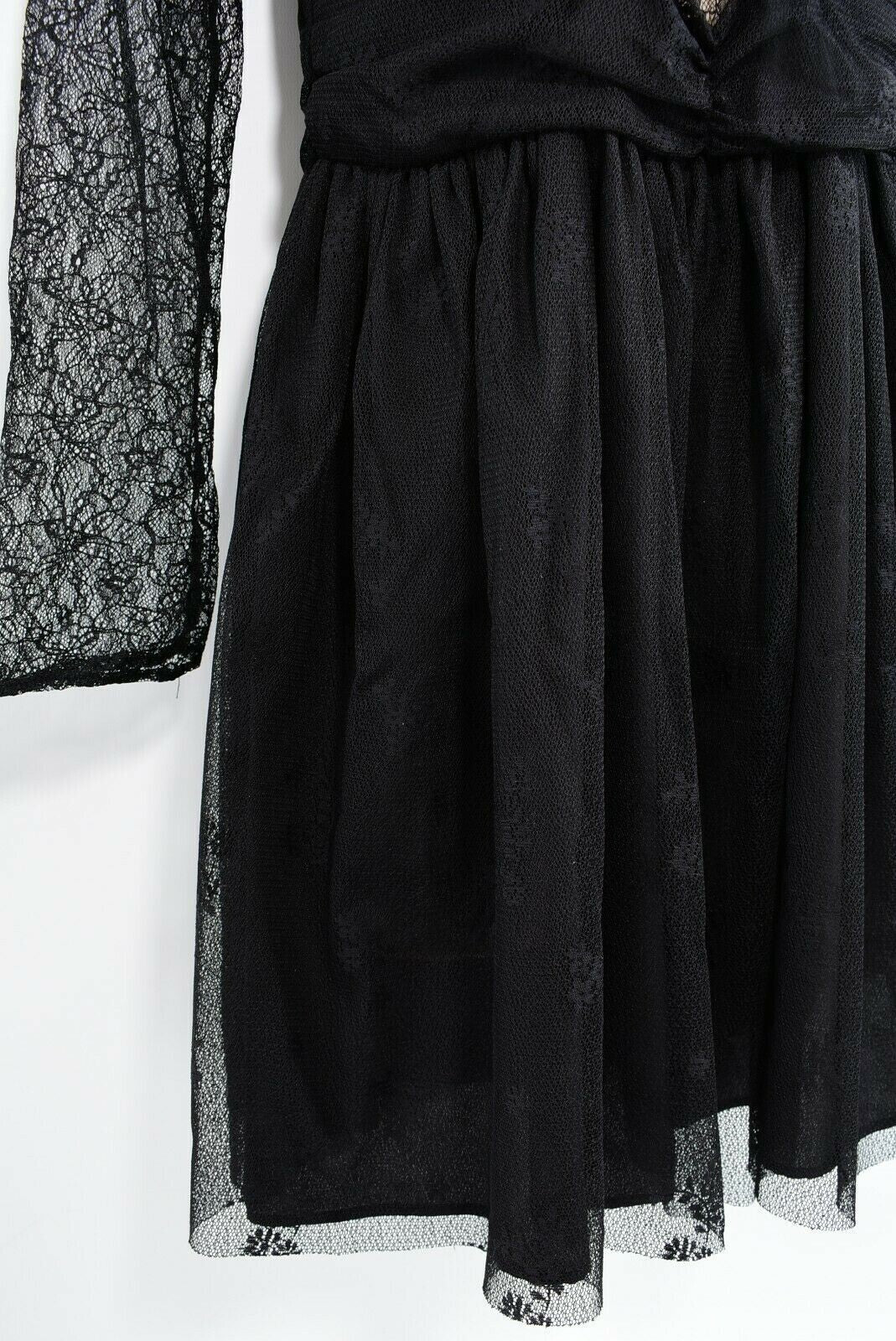 ZARA - TRAFALUC Collection Womens Black Lace Long Sleeve Mini Dress, size M