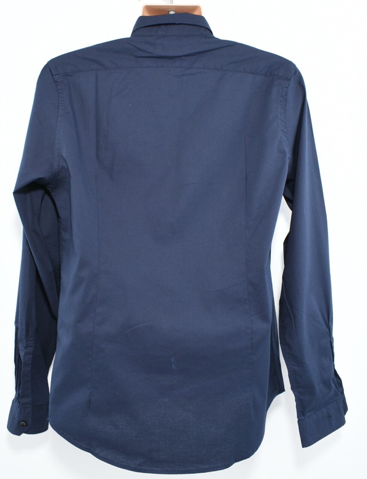 REPLAY Mens Shirt Long Sleeve Cotton Shirt, Navy Blue, size LARGE