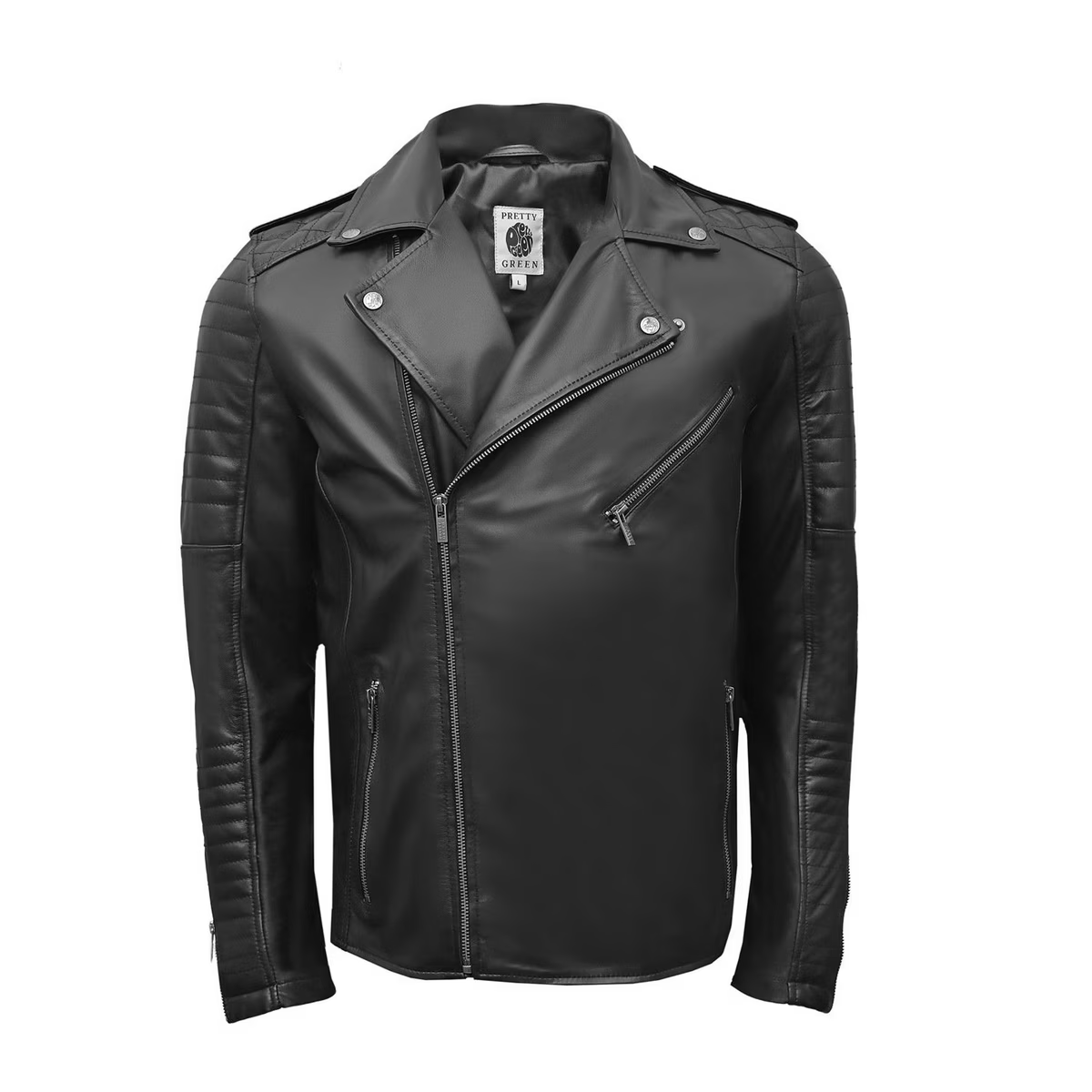 Mens Pretty Green Sheepskin Leather Biker Jacket Size Medium RRP £299
