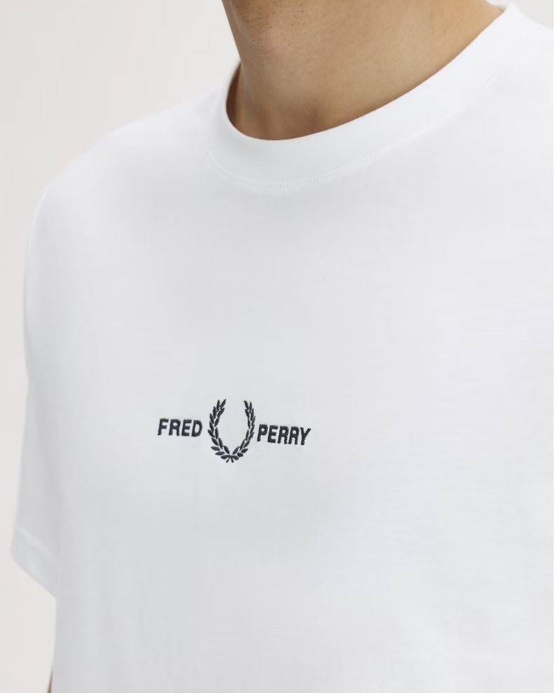 Mens Fred Perry Embroidered Logo White T Shirt Size Small
