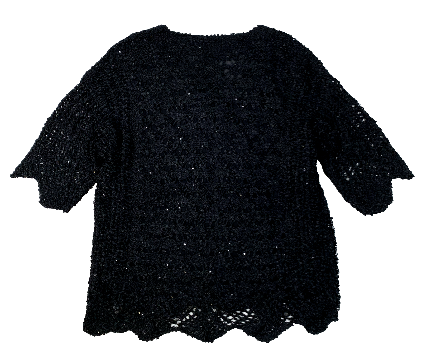 Casamia Women's Black Sequinned Knitted Short Sleeve Top size M