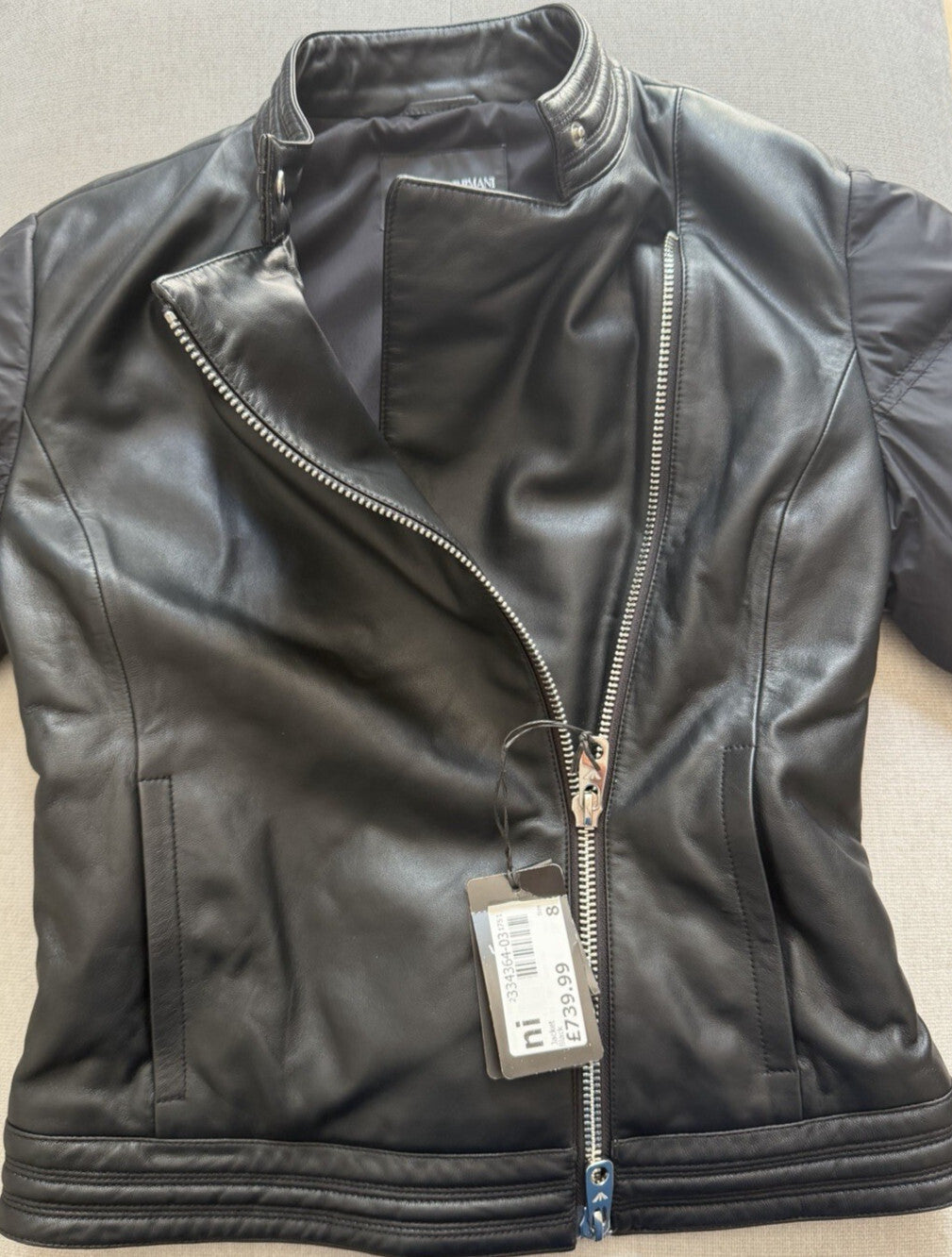 Womens Emporio Armani Leather Biker Jacket Size 8 Small