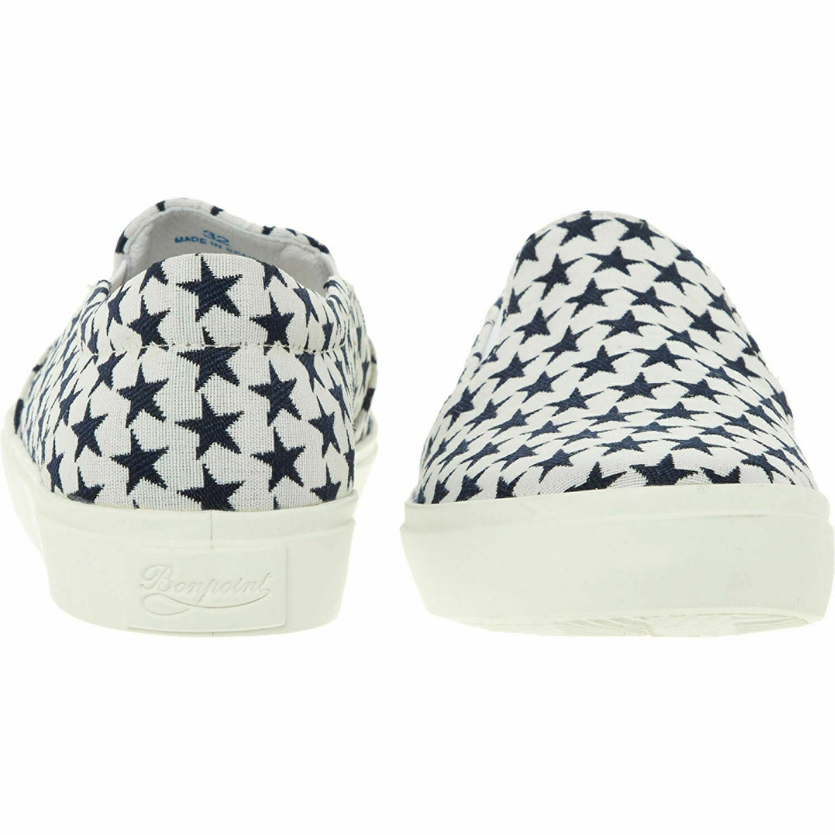 BONPOINT Boys' Black & White Star Slip On Trainers, UK 1 junior