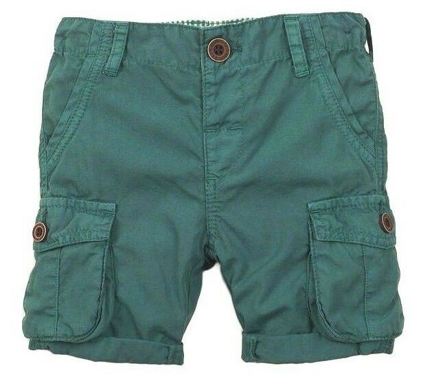 MINOTI Baby Boy 'Desert 2' Green Woven Canvas Combat Shorts size 12 months