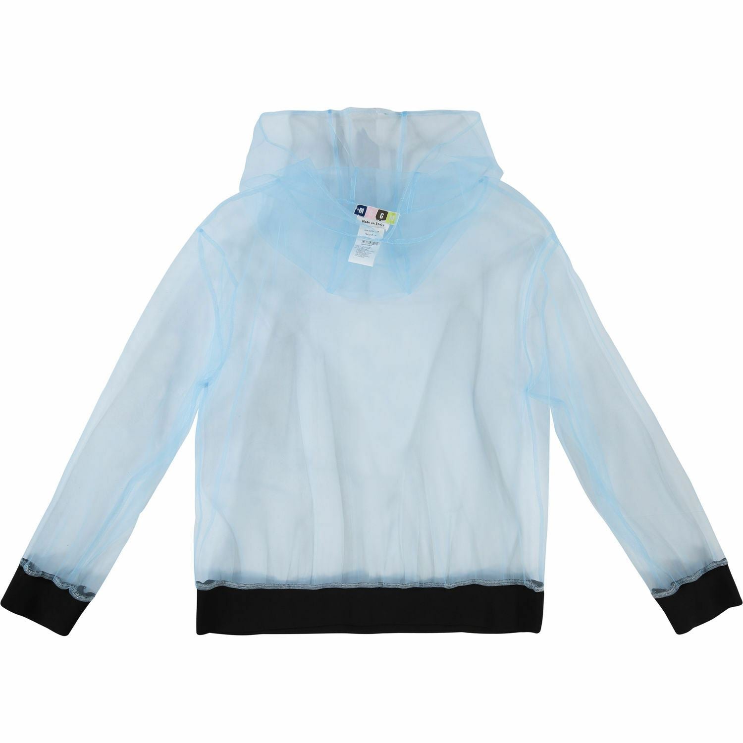 Designer MSGM Women's Blue Long Sleeve Sheer Hoodie, size UK 10