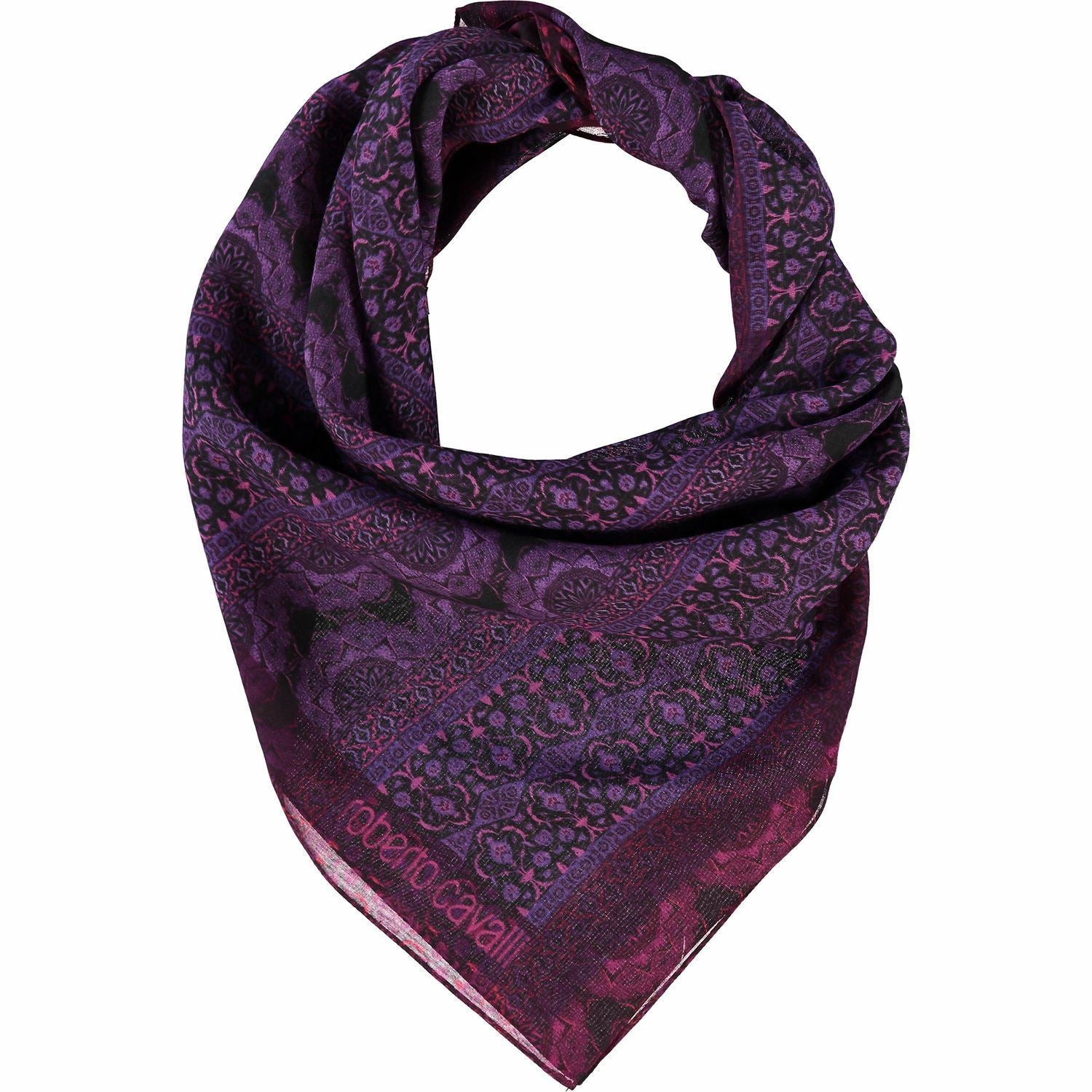 ROBERTO CAVALLI Women's /Men's Purple Bandana Pattern Scarf