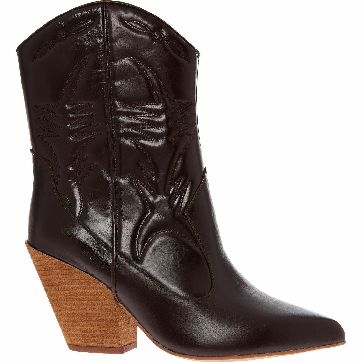 JEFFREY CAMPBELL Women's Brown Leather Cowboy Ankle Boots Size UK 5 UK 6