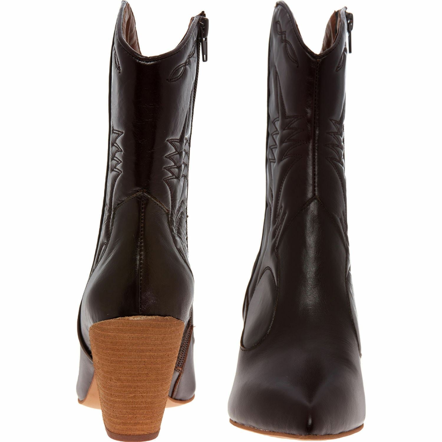 JEFFREY CAMPBELL Women's Brown Leather Cowboy Ankle Boots Size UK 5 UK 6