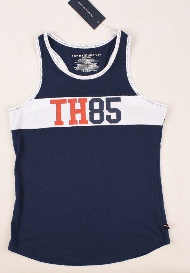 TOMMY HILFIGER Girls' Kids' Racer Back Vest, Tank Top, Flag Blue, 12-14 Years