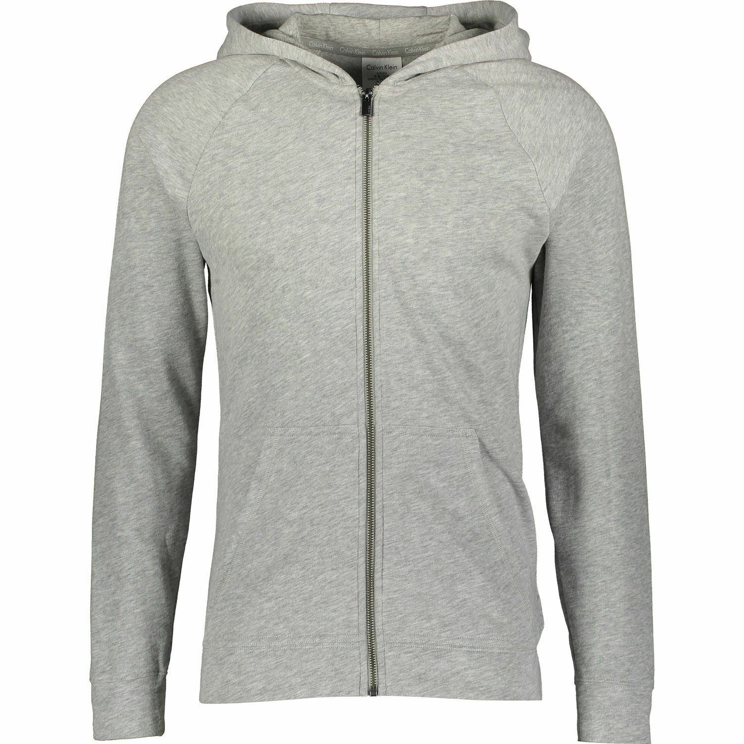 CALVIN KLEIN SLEEPWEAR Men's Grey Marl Zip Up Lounge Hoodie, size SMALL