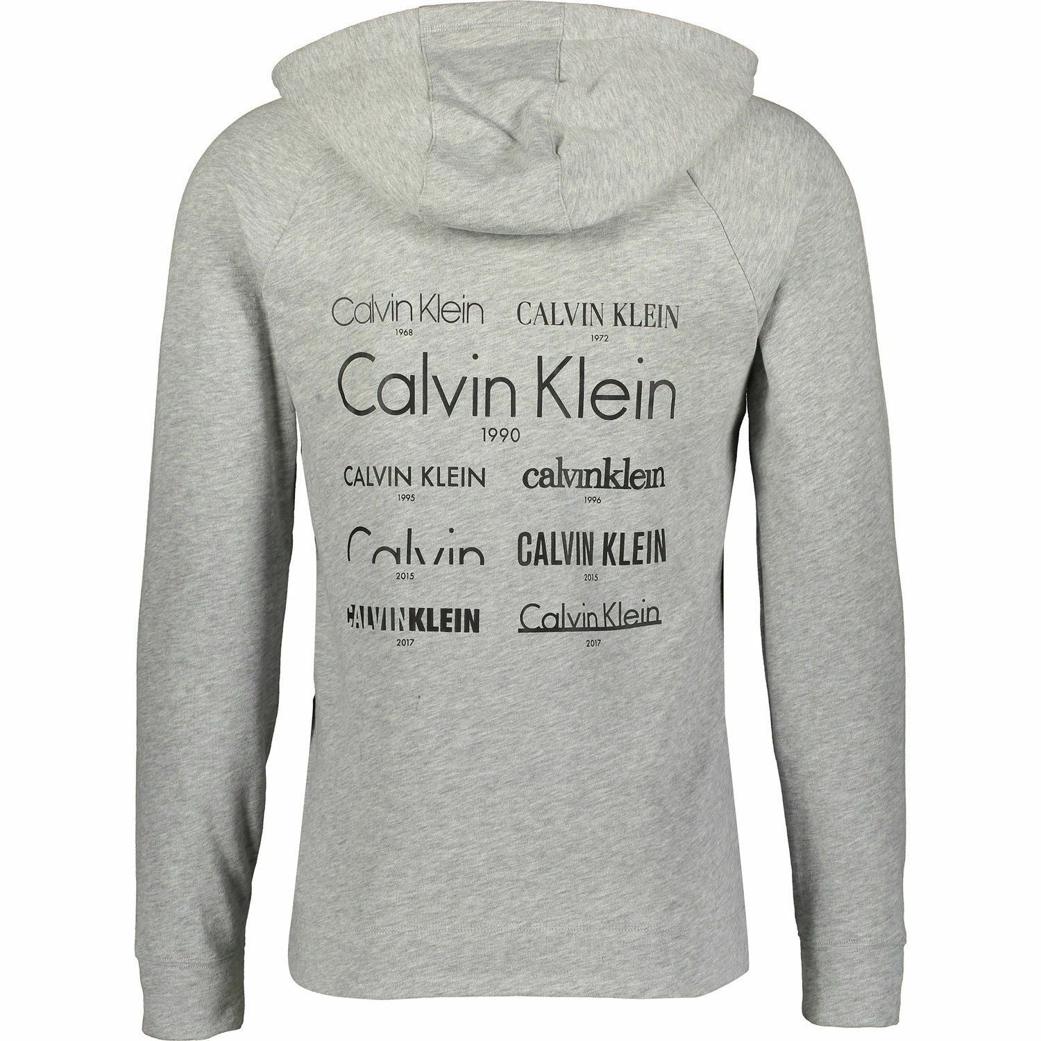 CALVIN KLEIN SLEEPWEAR Men's Grey Marl Zip Up Lounge Hoodie, size SMALL