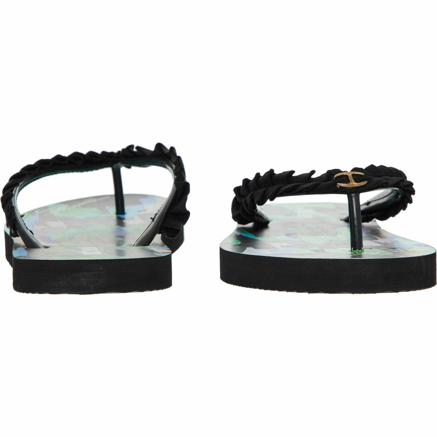 JUST CAVALLI Women's Summer Beach Flip Flops / Sandals, Black/Multi, UK 4 UK 5
