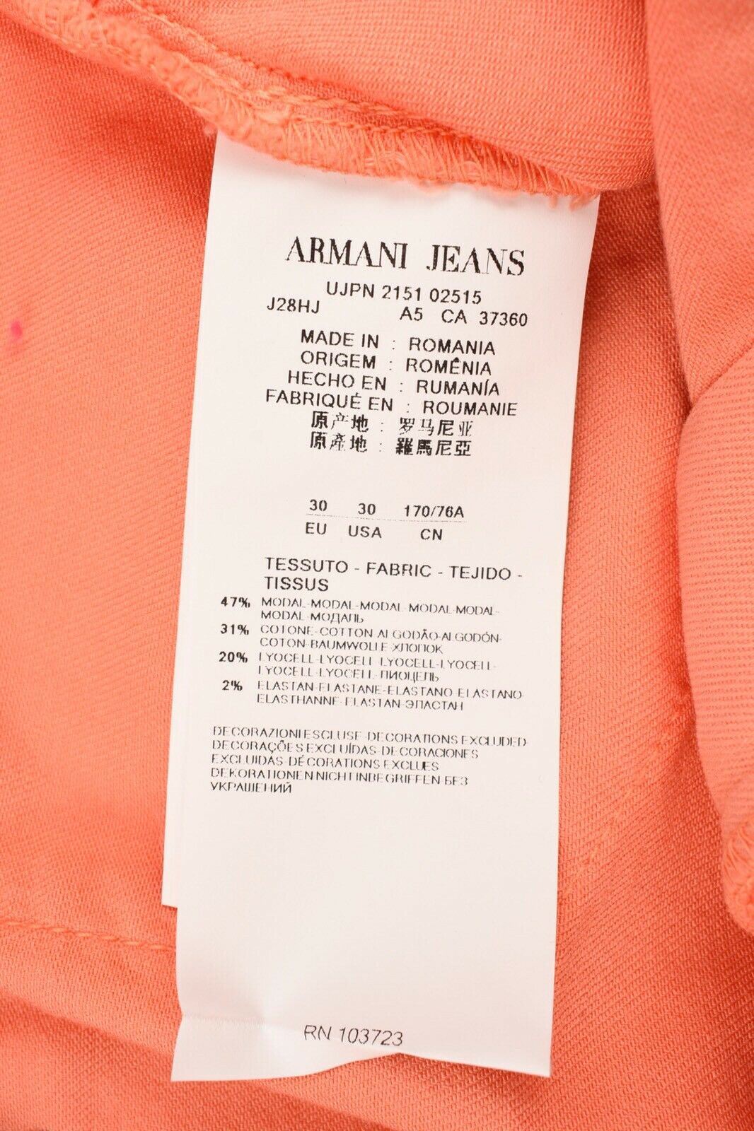 ARMANI JEANS Women's J28 Skinny Fit Twill Denim Jeans, Peach, sizes W26 W28 W30