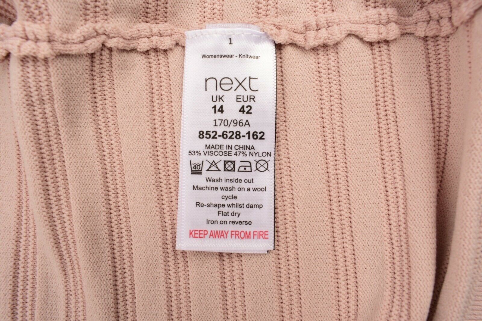 NEXT Women's Blush Rib Bodycon Sleeveless Dress, sizes UK 12 /UK 16