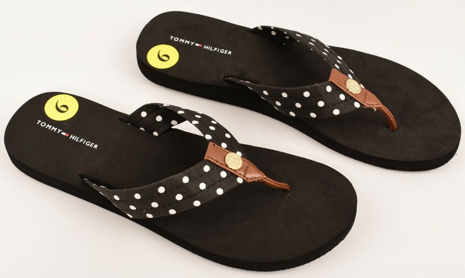 TOMMY HILFIGER Women's CAPTIO-T Flip Flops Sandals Black/Polka Dot, UK 4.5