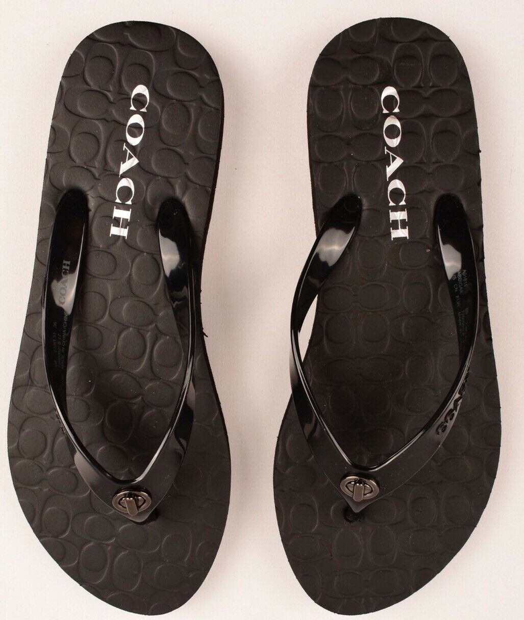 COACH Women's ABBIGAIL Summer Beach Flip Flops, Sandals, Black, UK 2.5 UK 3.5