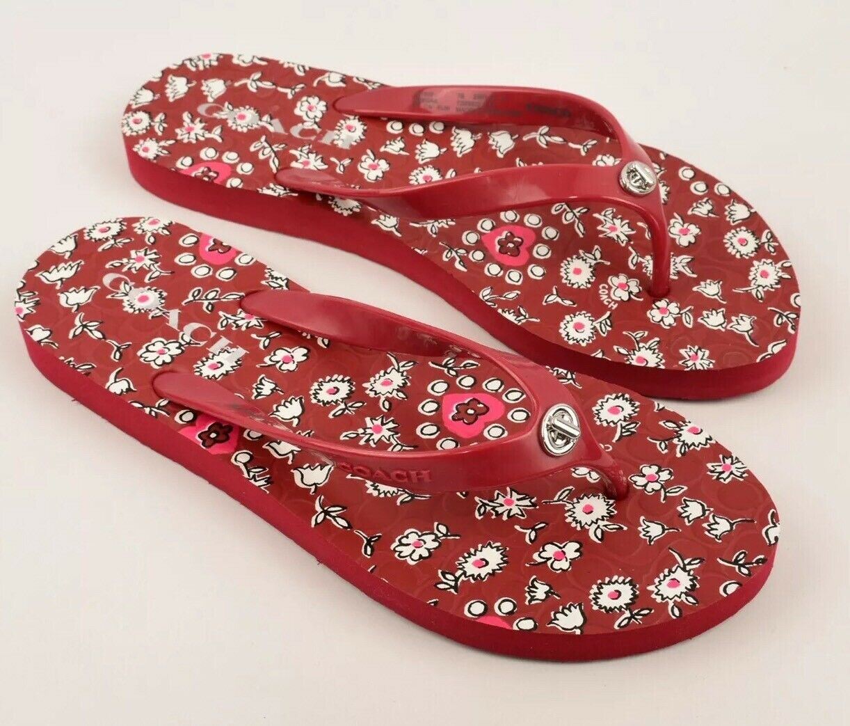 COACH Womens ABBIGAIL Flip Flops Sandals Red UK 2.5 UK 3.5 UK 4.5 UK 5.5 UK 6.5