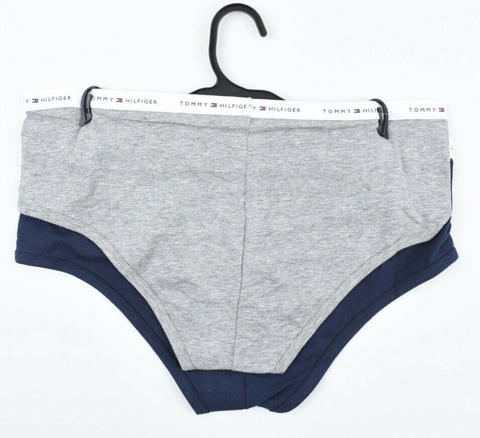 TOMMY HILFIGER 2-pack Women's HIPSTER Briefs Knickers, Navy/Grey, size M