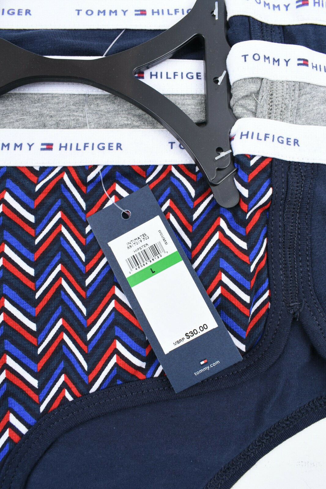 TOMMY HILFIGER 3-pk Women's HIPSTER Briefs Knickers, Navy/Grey/Printed, size M